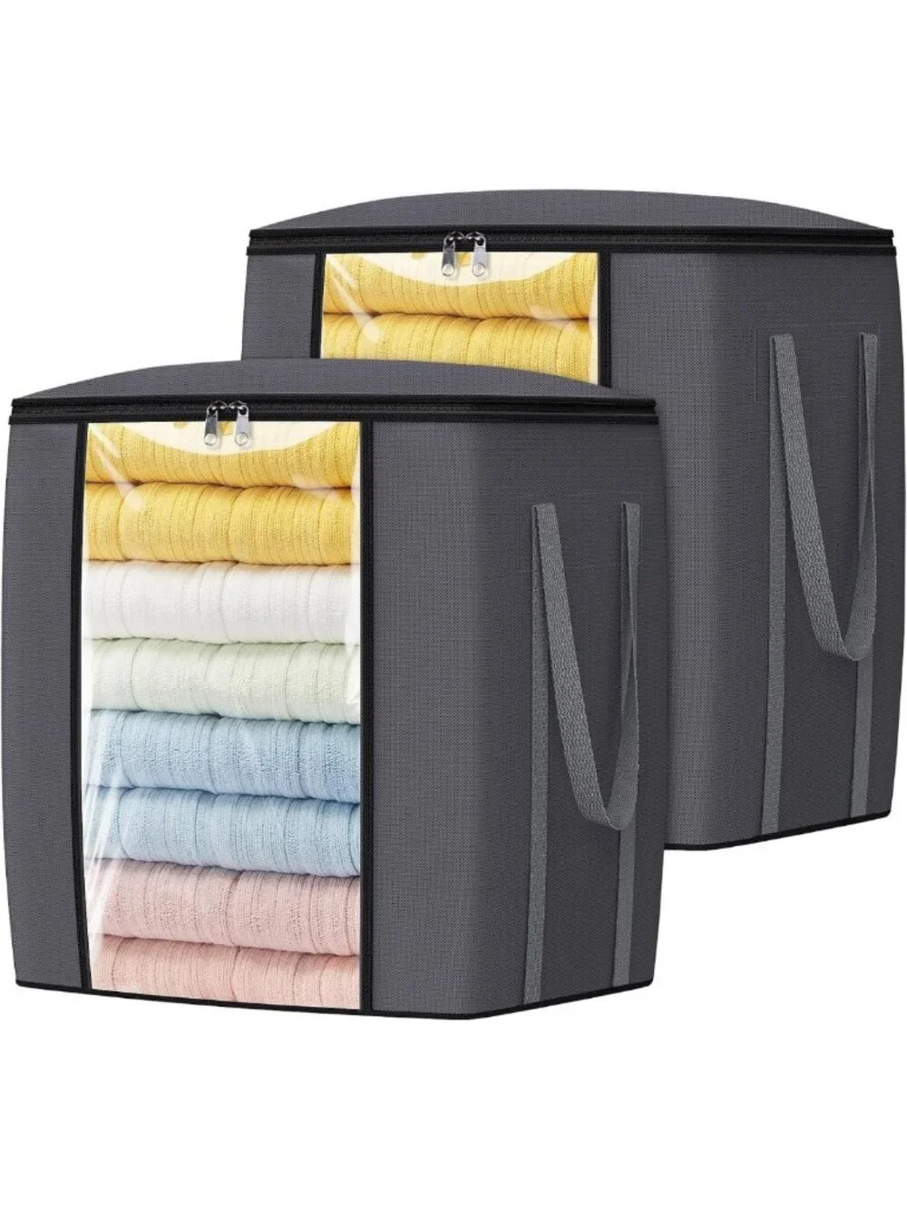 Extra Large Blanket Storage Bags, 120L, Foldable, Thick Fabric, 2 Pack